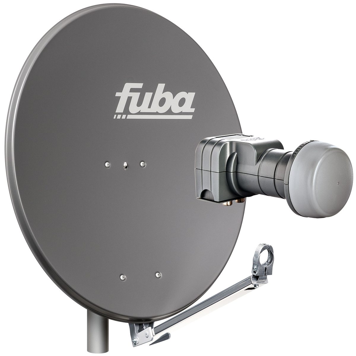 Fuba 2 Teilnehmer Sat Anlage DAL 802 A | Satelliten Komplettanlage mit Fuba DAL 800 A Alu Sat-Schüssel/Sat-Spiegel anthrazit + Fuba DEK 217 Twin LNB für 2 Receiver/Teilnehmer (HDTV-, 4K- und 3D-kompatibel)