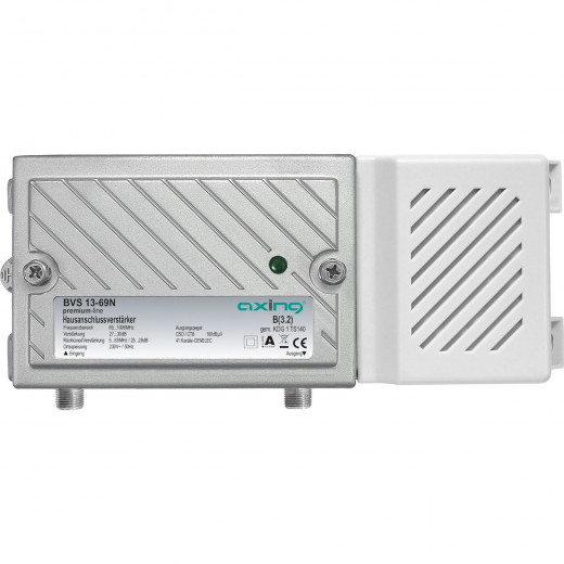 Axing BVS 13-69N premium-line CATV-Verstärker 30 dB regelbar - 1006 MHz, 100 dBµV - aktiver Rückkanal - Dämpfung und Entzerrung einstellbar - Vodafone gelistet
