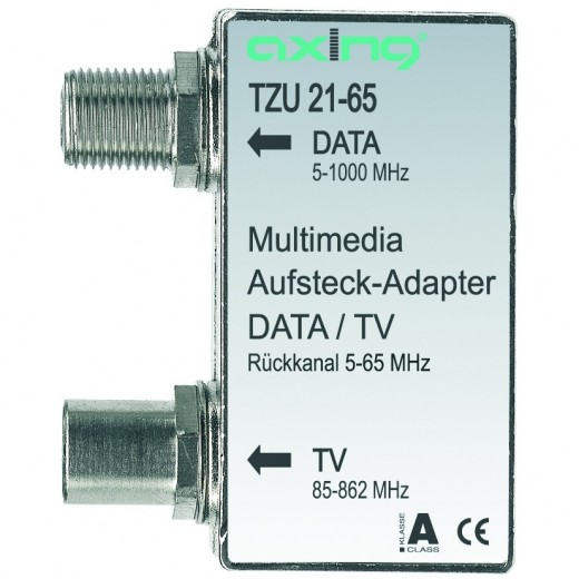 Axing TZU 21-65 Multimedia-Aufsteckadapter - Verteiler für Kabelmodem und TV - Rückkanal 5 bis 65 MHz