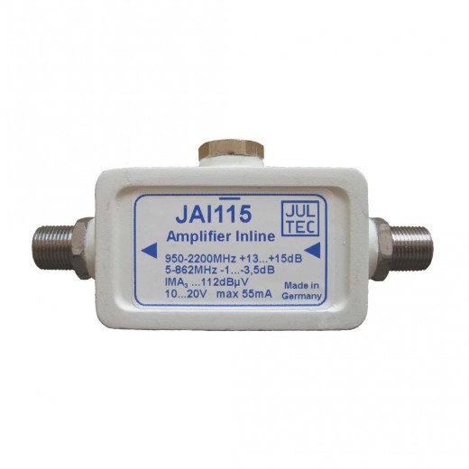 Jultec JAI 0115 Inline-Verstärker 10 bis 15dB, ferngespeist, SAT/Terrestrik, Unicable-tauglich