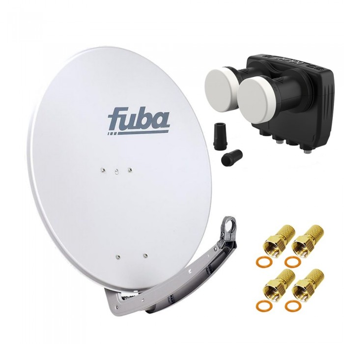 Digital Sat Anlage 2 Satelliten Astra/Hotbird | Fuba DAA780 Sat Schüssel 78cm + DUR-line Monoblock LNB 6° (DVB-S2, HDTV, 4K/8K, 3D) + F-Stecker vergoldet