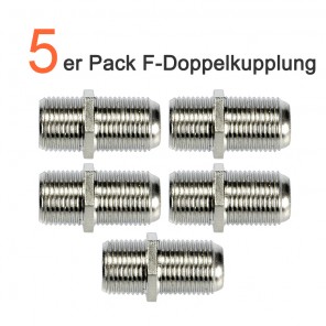 5er Pack High Quality F-Verbinder 2xF-Buchse | 5x F-Doppelkupplung OVZ 090 Sat-Verbinder