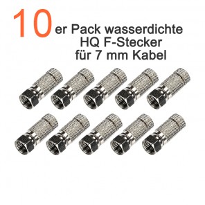 10er Pack wasserdichte, schraubbare HQ F-Stecker für 7,0 mm Koaxialkabel