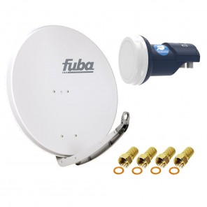 Digital Sat Anlage 2 Teilnehmer - Stromspar-Set | Fuba DAA 850 G Satellitenschüssel 85cm Alu hellgrau + DUR-line Blue Eco Twin LNB (stromsparend, DVB-S2, HDTV, UHD 4K/8K, 3D)