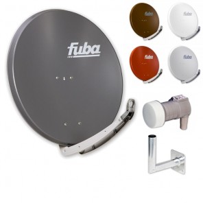 Fuba Digital Sat-Anlage 1 Teilnehmer | Sat Komplettset - Fuba DAA 850 Alu Satellitenschüssel 85cm + DEK 117 Single LNB 1 Teilnehmer (8K, 4K, UHD, HDTV und 3D-kompatibel) + Alu Winkelwandhalter