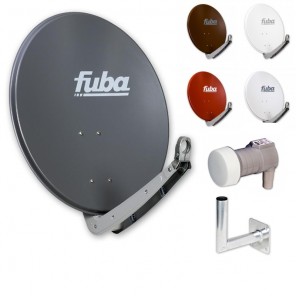 Fuba Digital Sat-Anlage 1 Teilnehmer | Sat Komplettset - Fuba DAA 650 Alu Satellitenschüssel 65cm + DEK 117 Single LNB 1 Teilnehmer (8K, 4K, UHD, HDTV und 3D-kompatibel) + Aluminium Winkelwandhalter