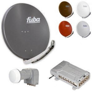 Fuba HD Sat-Anlage 12 Teilnehmer | Sat Komplettset - Fuba DAA 850 Satellitenschüssel 85cm Alu + DEK 407 Quattro LNB + Fuba Profi Multischalter 12 Teilnehmer (8K, 4K, UHD, HDTV und 3D-kompatibel)