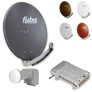 Fuba HD Sat-Anlage 12 Teilnehmer | Sat Komplettset - Fuba DAA 780 Satellitenschüssel 80cm Alu + DEK 407 Quattro LNB + Fuba Profi Multischalter 12 Teilnehmer (8K, 4K, UHD, HDTV und 3D-kompatibel)