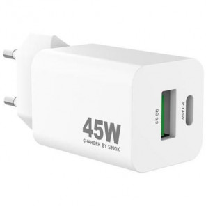 Sinox Mobility Pro SXP 6045 USB Ladegerät 45 Watt Power Delivery | USB-C + USB-A GaN Schnellladegerät PD 3.0 PPS / QC 3.0